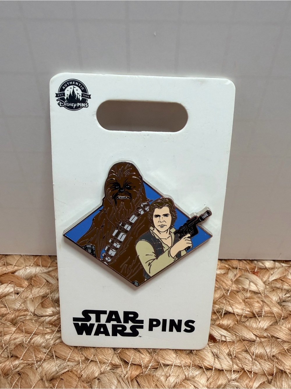 Disney Star Wars Chewbacca & Han Solo Enamel Pin on Card (Silver)